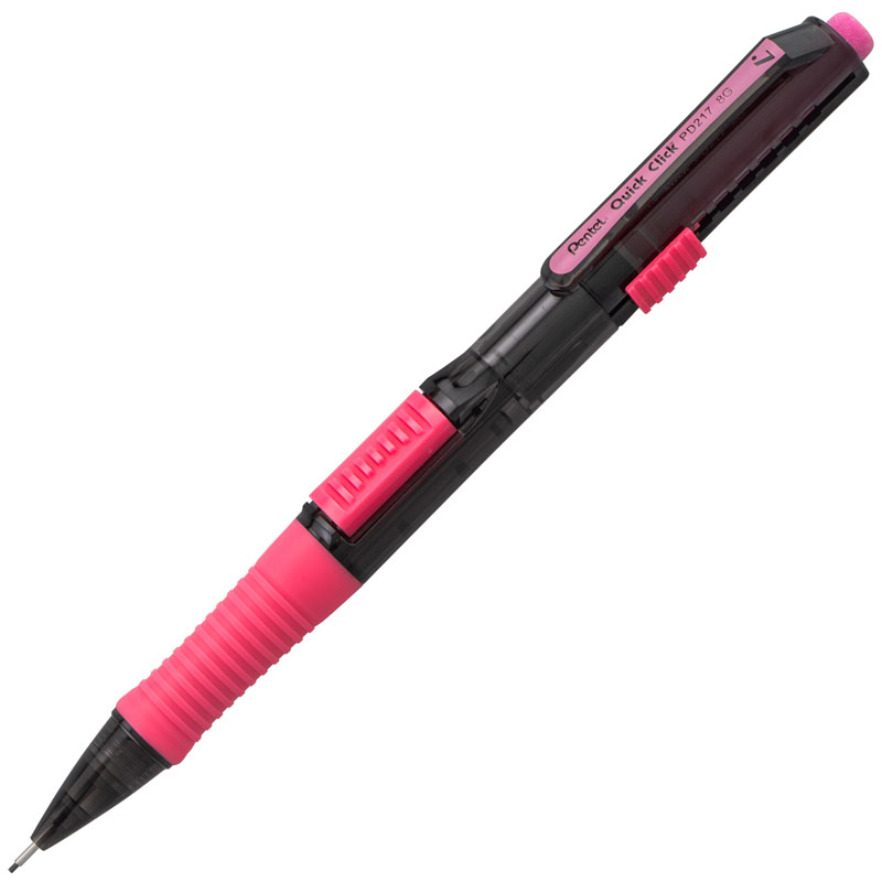 Quick Click Pop Mechanical Pencil, 0.7mm-Black Barrel with Pink Trim