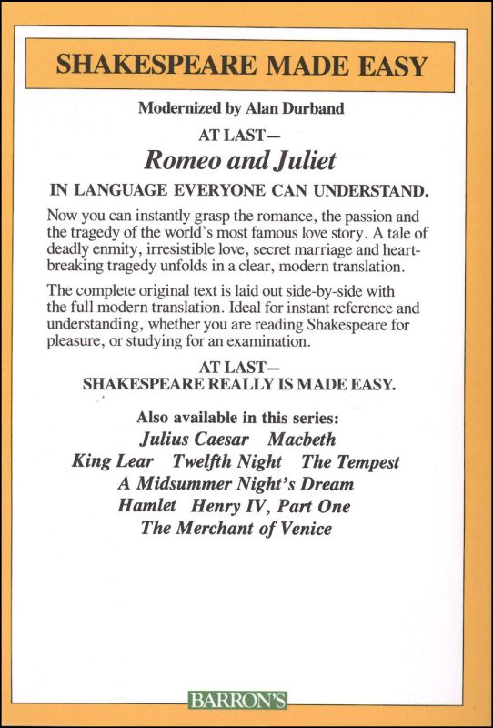 Romeo and Juliet (Shakespeare Made Easy) Barron's Educational Series