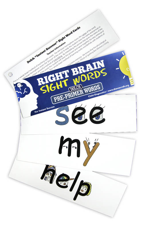 Right Brain DOLCH Sight Word Cards: Pre-Primer