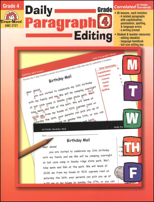 Daily Paragraph Editing Grade 4 Evan Moor 9781557999580