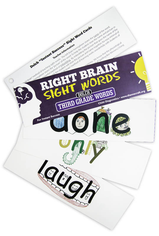 Right Brain DOLCH Sight Word Cards: Third Grade