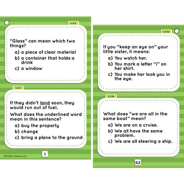 Common Core Vocabulary Task Cards Grade 3 | Edupress