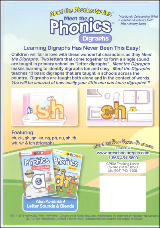 Meet The Phonics - Digraphs DVD | Preschool Prep Company | 9781935610212