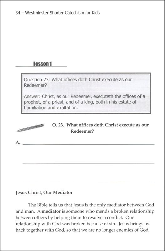 Westminster Shorter Catechism for Kids: Workbook 3 - Christ, Our ...