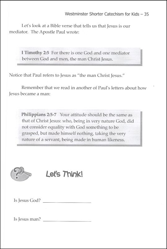 Westminster Shorter Catechism for Kids: Workbook 3 - Christ, Our ...