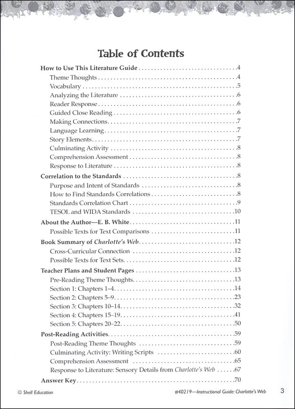 great works instructional guides for literature charlotte s web shell education 9781480769953