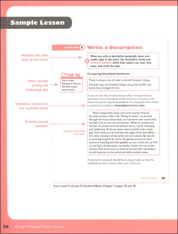 Writing Workshop Teacher's Edition Grade 9 (Level D) | Sadlier-Oxford ...