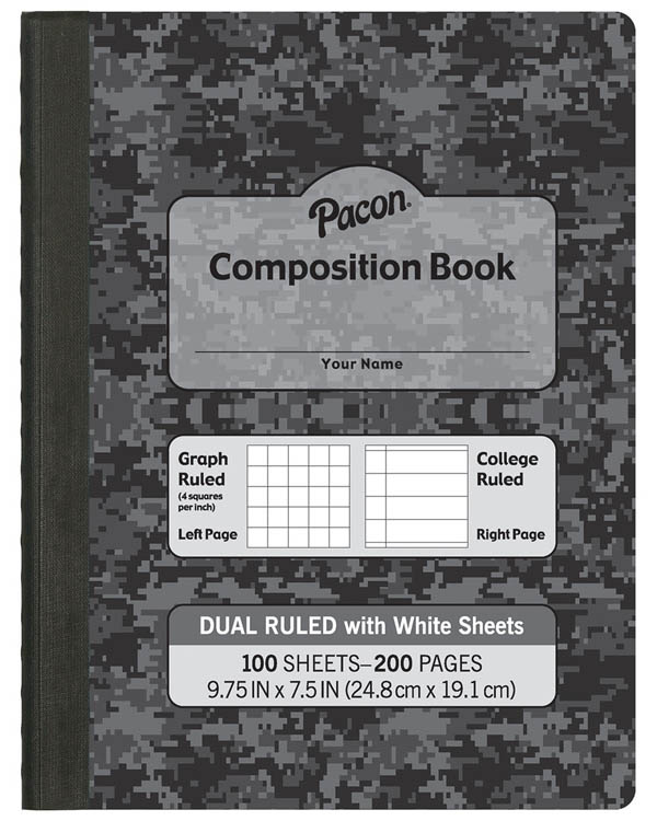Dual Ruled Composition Book - Dark Gray Cover (Grid & College)