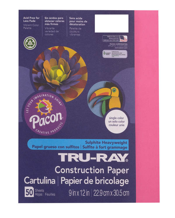 Tru-Ray Sulphite Construction Paper-Dark Pink (9"x 12") 50 sheets
