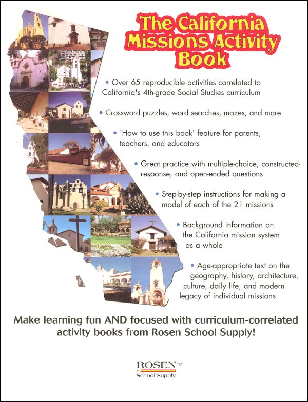 California Missions Activity Book Rosen School Supply 9780404285067