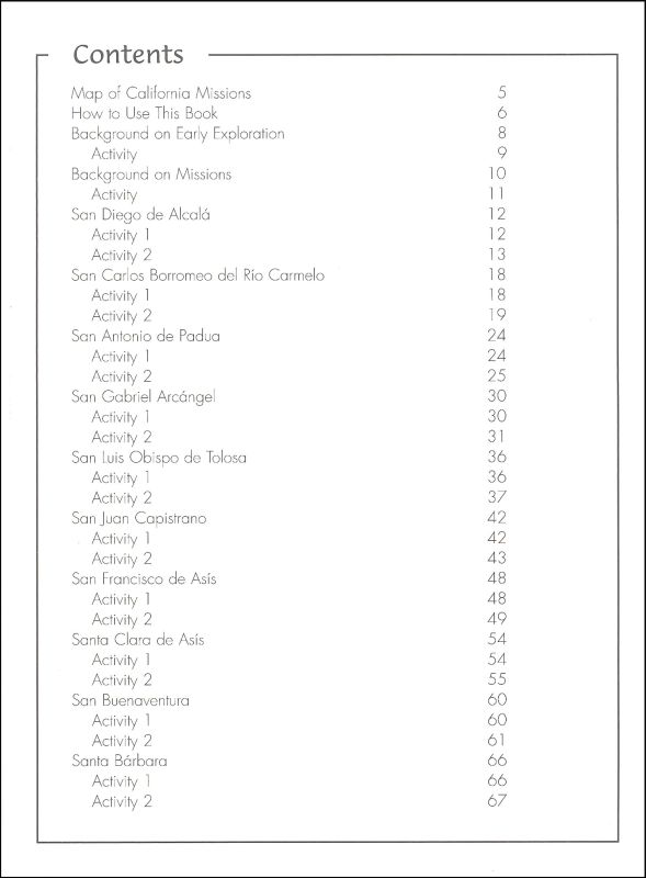 California Missions Activity Book Rosen School Supply 9780404285067