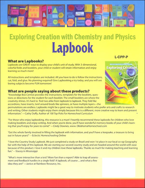 Apologia Exploring Creation With Chemistry And Physics Lapbook Printed ...