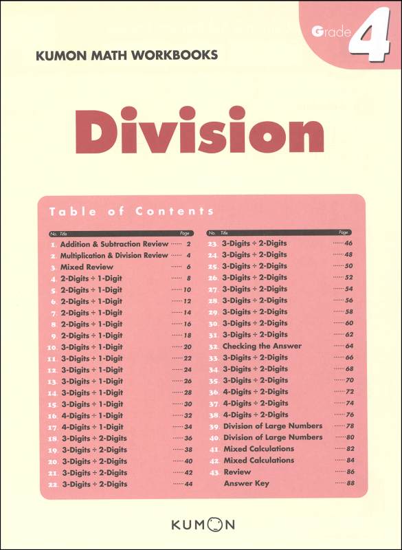 Division Grade 4 Workbook | Kumon Publishers | 9781933241579