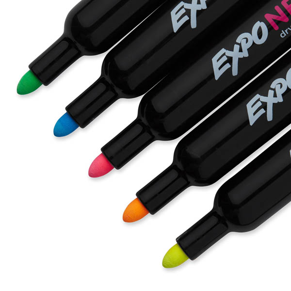 Expo Neon Bullet Dry Erase Markers - 5 on Card (Pink, Orange, Yellow ...