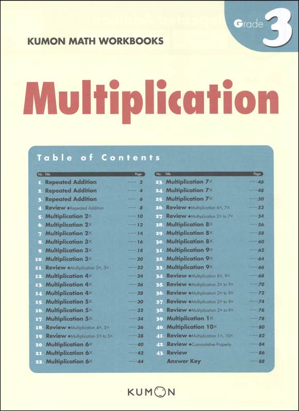 Multiplication Grade 3 Workbook Kumon Publishers 9781933241548