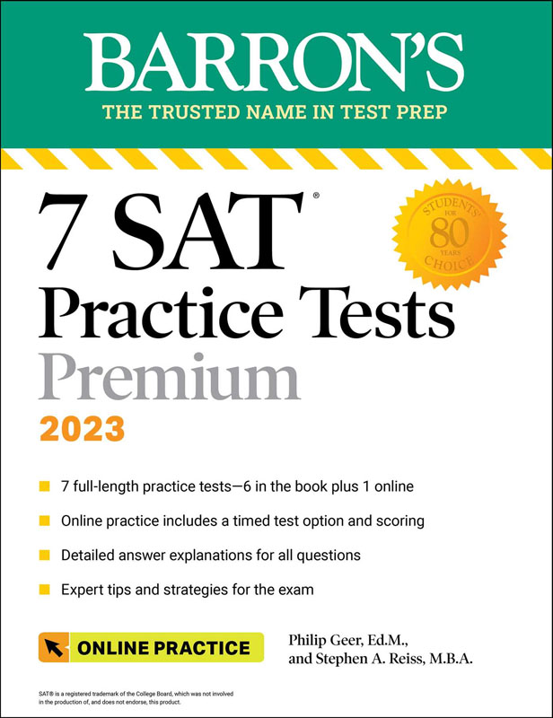 Barron's 7 SAT Practice Tests Premium 2023 + Online Practice