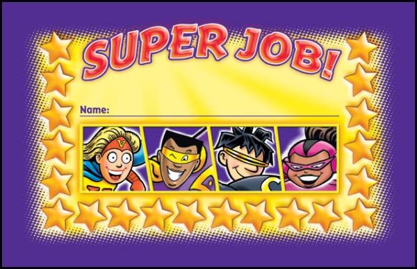 Super Job! Superheroes Incentive Punch Card