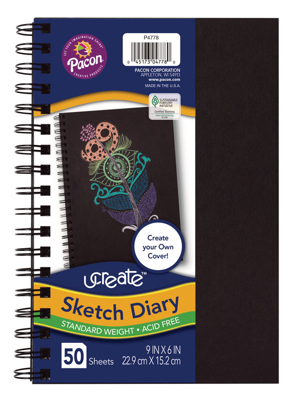 UCreate Create Your Own Sketch Diary Black Cover (9" X 6") | UCreate