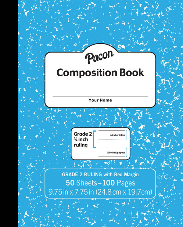 Pacon Composition Book Soft Cover, Ruled - Blue Marble (50 sheets)