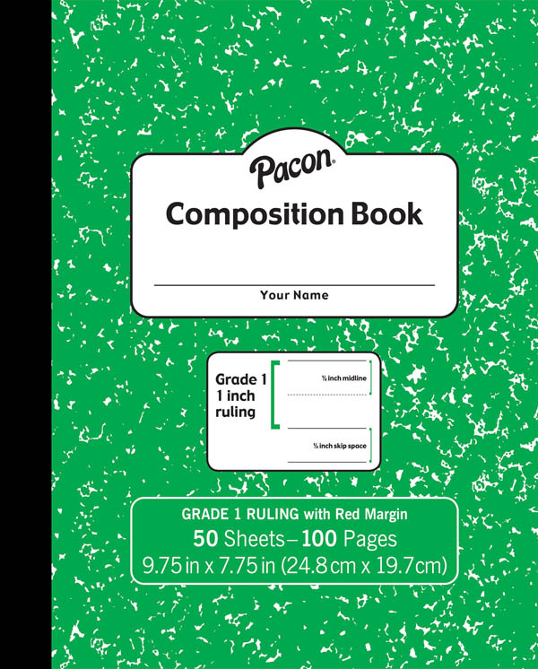 Pacon Composition Book Soft Cover, Ruled - Green Marble (50 sheets)