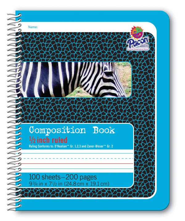 Pacon Spiral Composition Book - 1/2" Ruled (Blue)