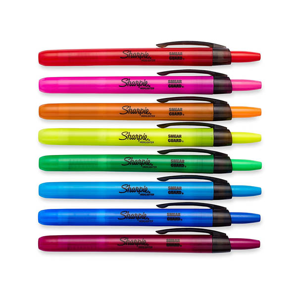 Sharpie Accent Retractable Fluorescent Highlighter - Assorted 8 Pack ...