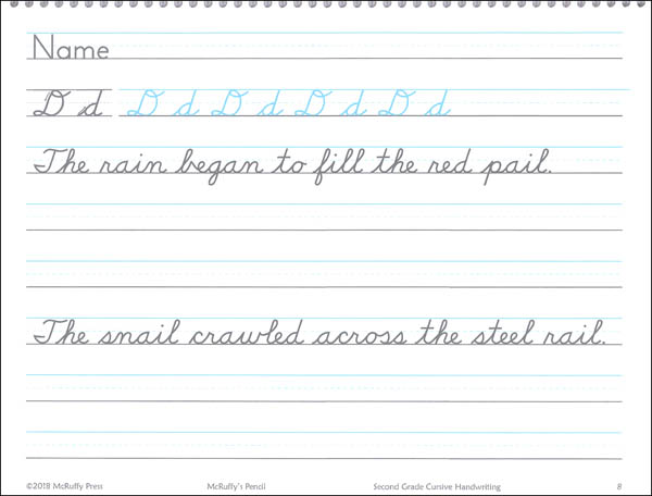 Pencil Second Grade Cursive Handwriting Book | McRuffy Press ...