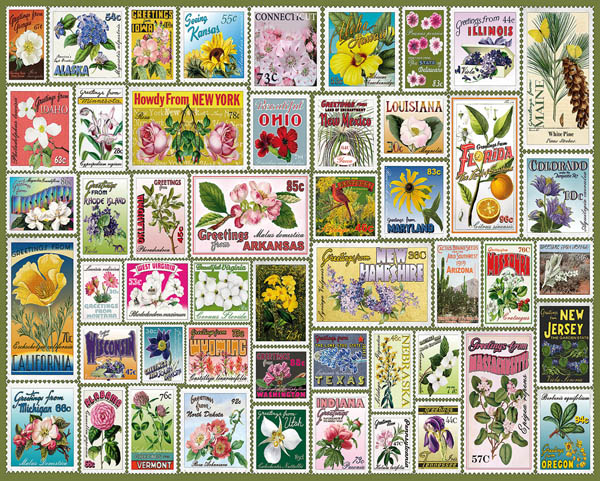 State Flowers & Stamps Puzzle (1000 piece)