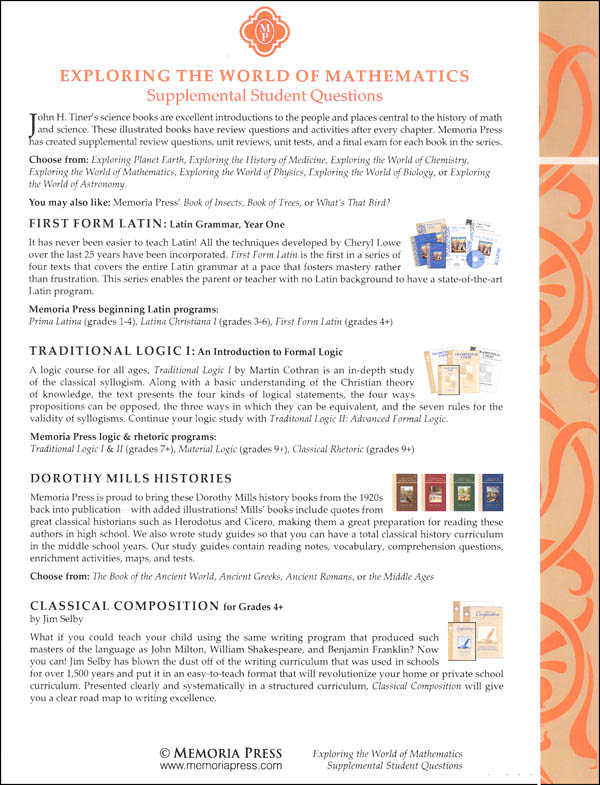 Exploring the World of Mathematics, Supplemental Student Questions (2nd