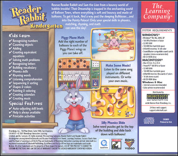 Reader Rabbit Kindergarten CD-ROM: Bounce Down Balloon Town | The ...