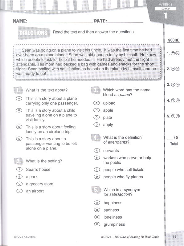 180 Days of Reading Grade 3 | Shell Education | 9781425809249