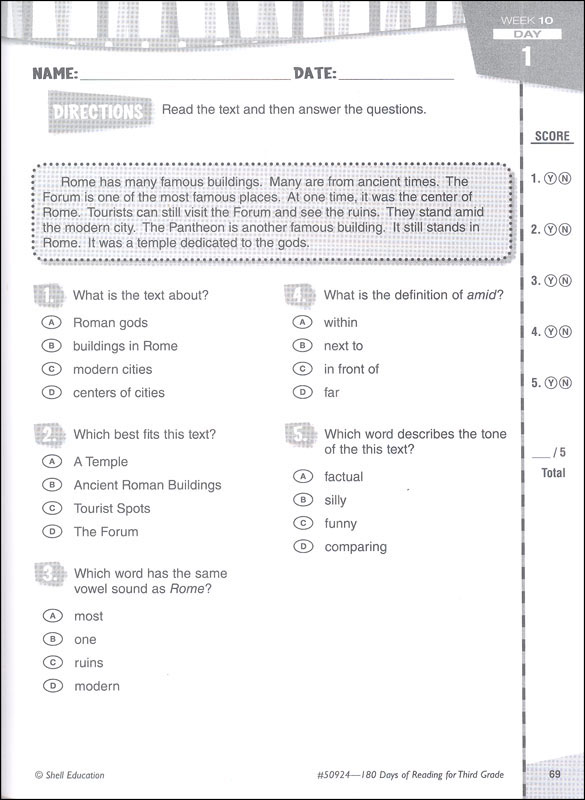 180 Days of Reading Grade 3 | Shell Education | 9781425809249