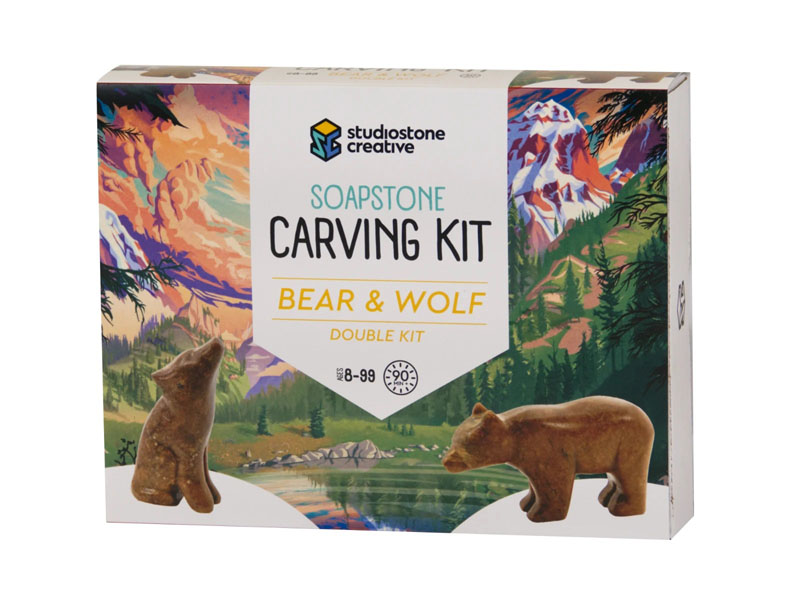 Soapstone Carving Kit - Bear & Wolf