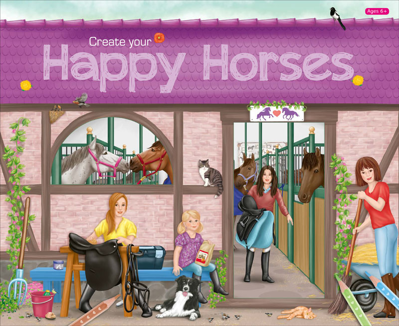 Depesche 10747 Colouring Book Create Your Happy Horses with Stickers 30 x 24.5 x 0.7 cm Approx 