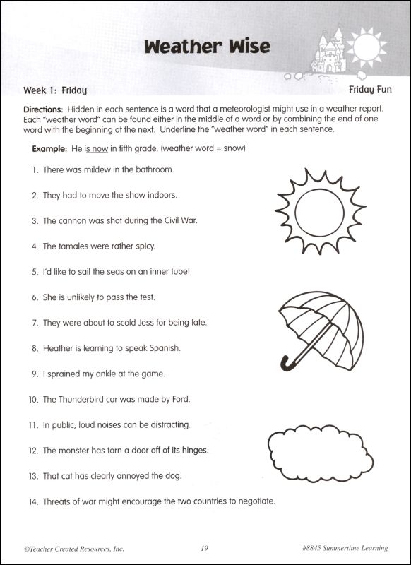 summer homework for 5th graders
