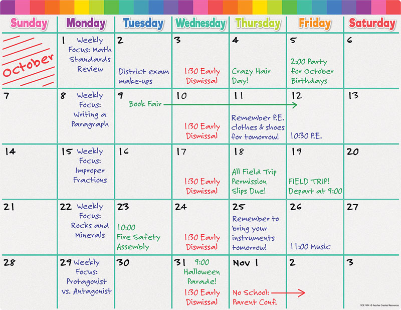WriteOn/WipeOff Colorful Calendar Teacher Created Resources