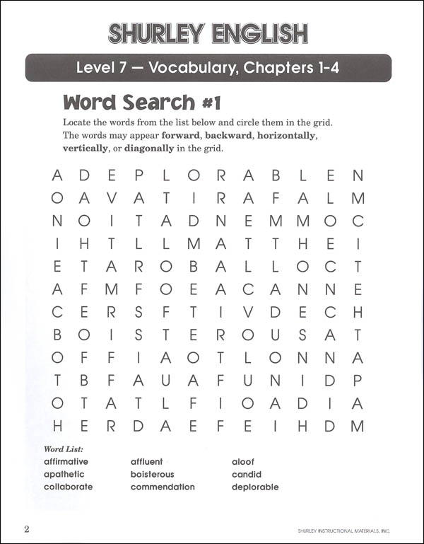 Shurley English Vocabulary Madness Level 7 Shurley Instructional