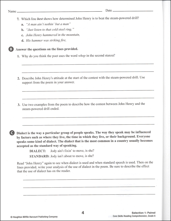 Core Skills: Reading Comprehension 2014 Grade 6 | Steck-Vaughn ...