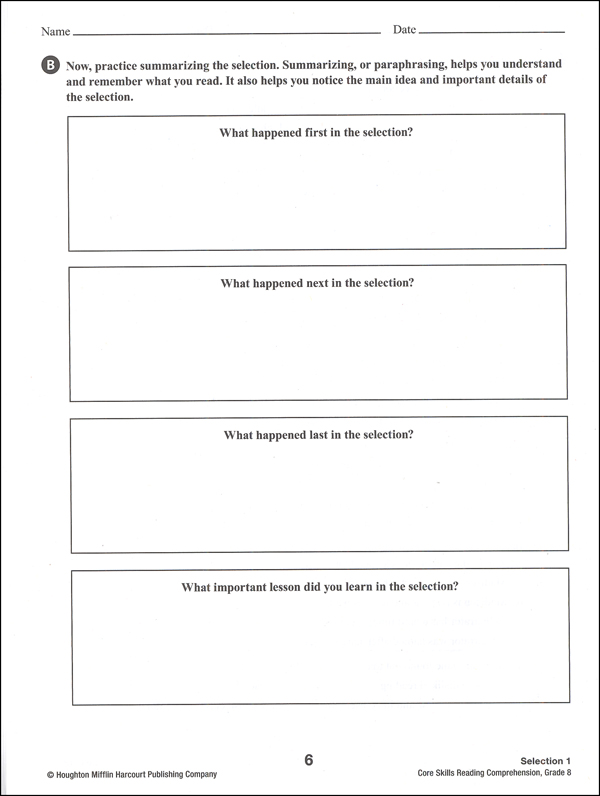 Core Skills: Reading Comprehension 2014 Grade 8 | Steck-Vaughn ...