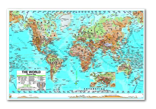 World Advanced Physical Laminated Rolled Map
