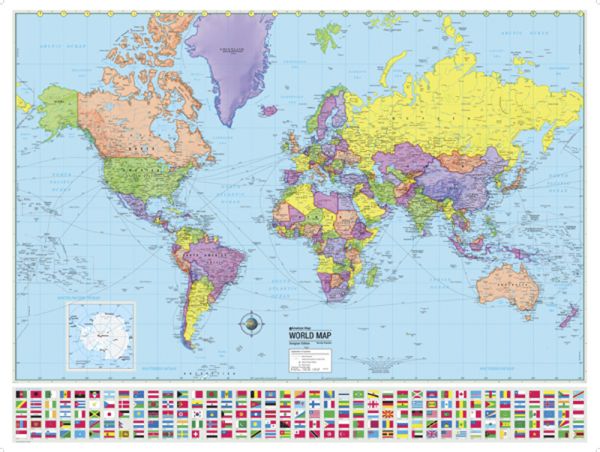 World Advanced Political Laminated Rolled Map