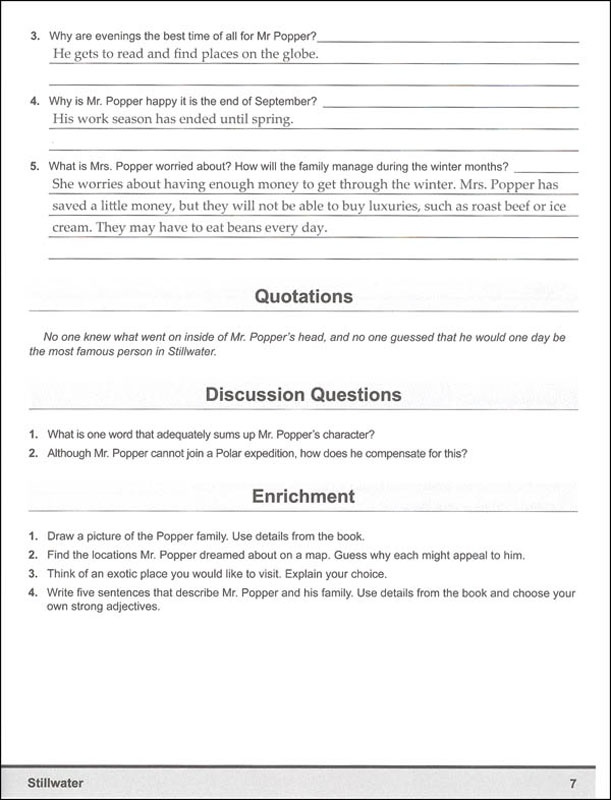 Mr. Popper's Penguins Literature Teacher Guide Second Edition | Memoria ...