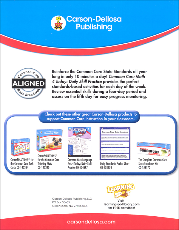 Math 4 Today Grade 2 Common Core Frank Schaffer Publications