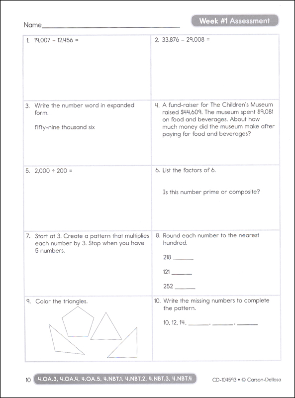 Math 4 Today Grade 4 Worksheets