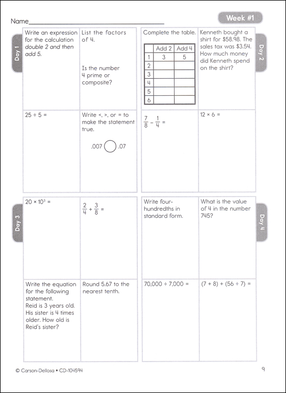 Math 4 Today Grade 5 (Common Core) | Frank Schaffer Publications ...