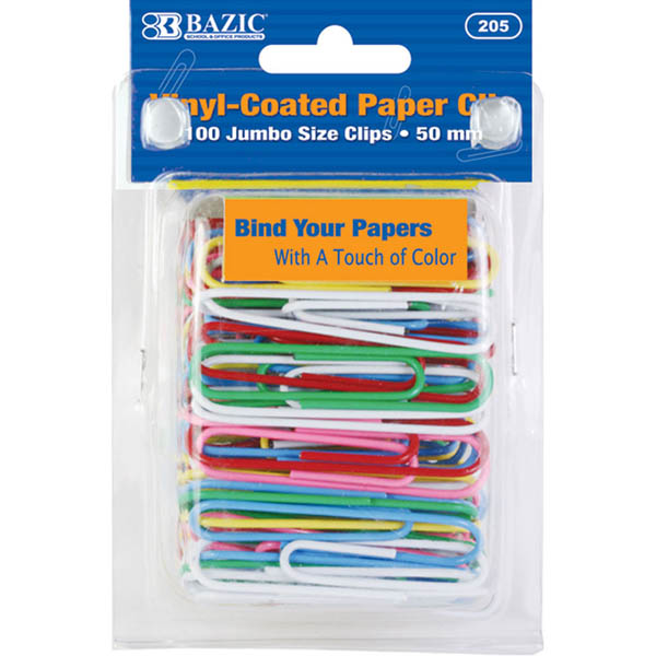 Paper Clips (50mm) 100Pack Jumbo size, color Bazic Products
