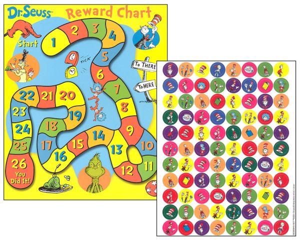 Eureka Dr Seuss Mini Reward Charts Game Grinch  Teacher 36 Charts 880 Stickers 