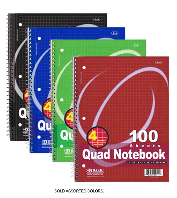 Spiral Notebook Quad-Ruled 4/1"