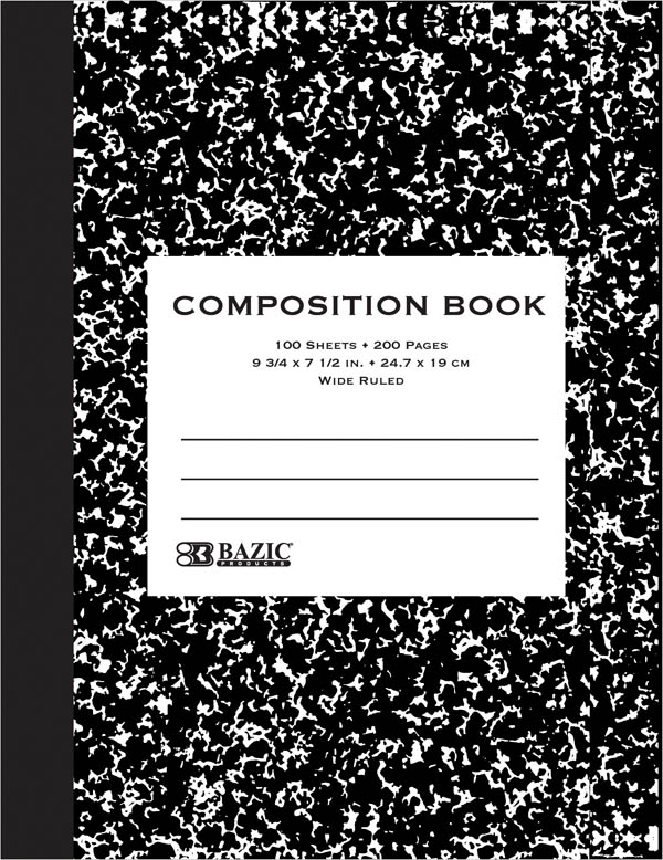 Wide Ruled Black Marble Composition Book Bazic Products