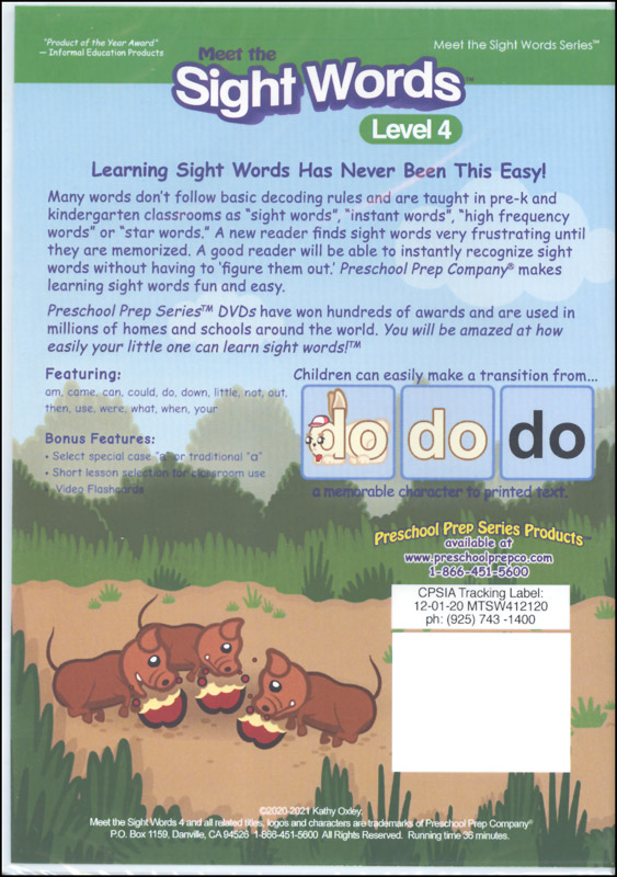 Meet the Sight Words Level 4 DVD | Preschool Prep Company